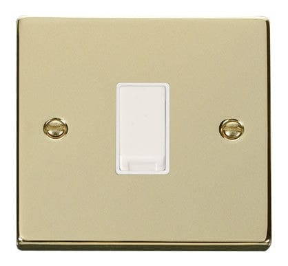 Polished Brass 10A 1 Gang 2 Way Light Switch - White Trim - SE Home