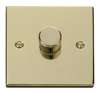 Polished Brass 1 Gang 2 Way LED 100W Trailing Edge Dimmer Light Switch - SE Home