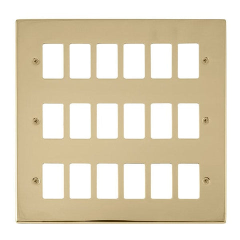 Polished Brass - Black Inserts Gridpro 18 Gang Polished Brass Plate