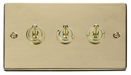 Polished Brass 3 Gang 2 Way 10AX Toggle Light Switch - SE Home