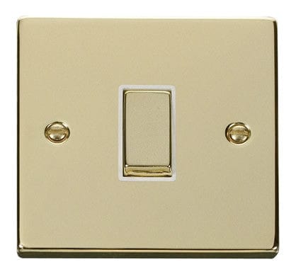 Polished Brass 10A 1 Gang Intermediate Ingot Light Switch - White Trim - SE Home