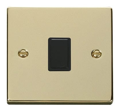 Polished Brass 1 Gang 20A DP Switch - Black Trim - SE Home