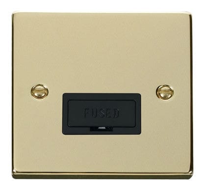 Polished Brass 13A Fused Connection Unit - Black Trim - SE Home