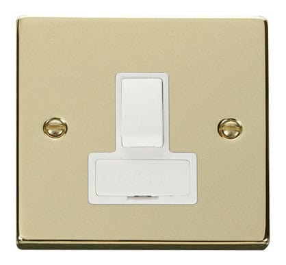 Polished Brass 13A Fused Connection Unit Switched - White Trim - SE Home