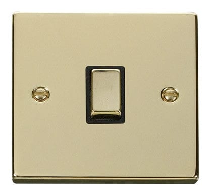 Polished Brass 1 Gang 20A Ingot DP Switch - Black Trim - SE Home