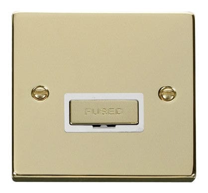 Polished Brass 13A Fused Ingot Connection Unit - White Trim - SE Home