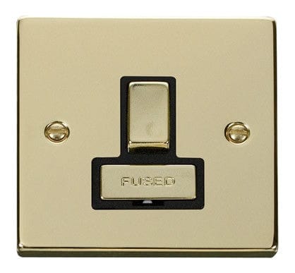 Polished Brass 13A Fused Ingot Connection Unit Switched - Black Trim - SE Home