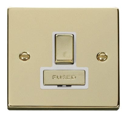 Polished Brass 13A Fused Ingot Connection Unit Switched - White Trim - SE Home