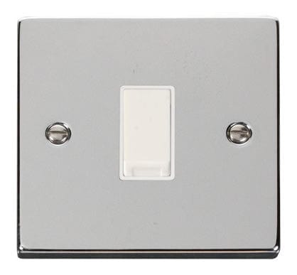 Polished Chrome 10A 1 Gang 2 Way Light Switch - White Trim - SE Home
