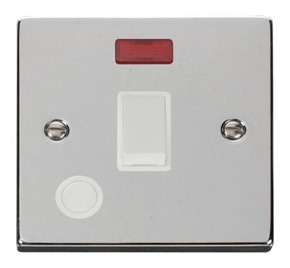 Polished Chrome 1 Gang 20A DP Switch With Flex With Neon - White Trim - SE Home