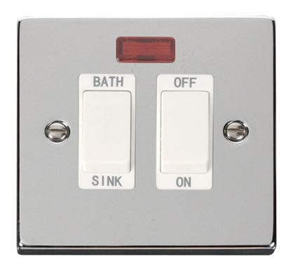 Polished Chrome 20A DP Sink/bath Switch - White Trim - SE Home
