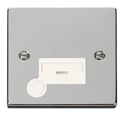 Polished Chrome 13A Fused Connection Unit With Flex - White Trim - SE Home