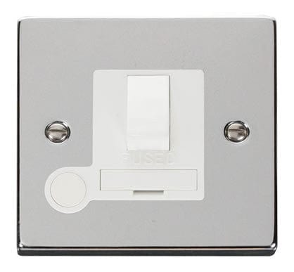 Polished Chrome 13A Fused Connection Unit Switched With Flex - White Trim - SE Home