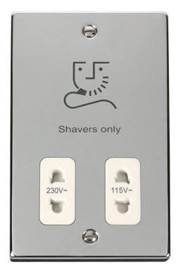 Polished Chrome Shaver Socket 115v/230v - White Trim - SE Home