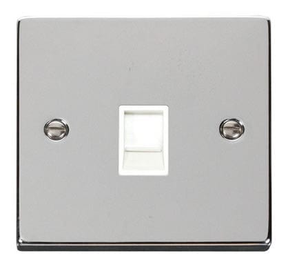 Polished Chrome Rj11 Socket - White Trim - SE Home