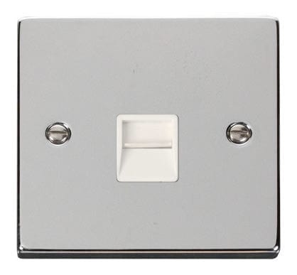 Polished Chrome Secondary Telephone Single Socket - White Trim - SE Home