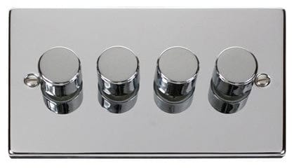 Polished Chrome 4 Gang 2 Way LED 100W Trailing Edge Dimmer Light Switch - SE Home
