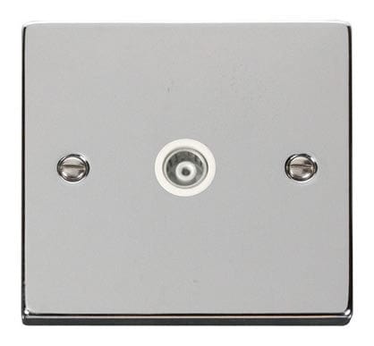 Polished Chrome Single Isolated Coaxial Socket - White Trim - SE Home