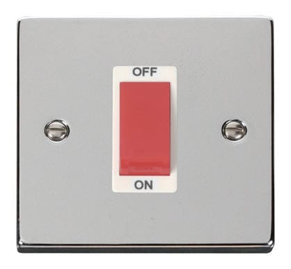 Polished Chrome 1 Gang Size 45A Switch - White Trim - SE Home