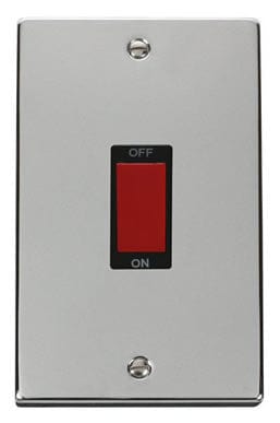 Polished Chrome 2 Gang Size 45A Switch - Black Trim - SE Home