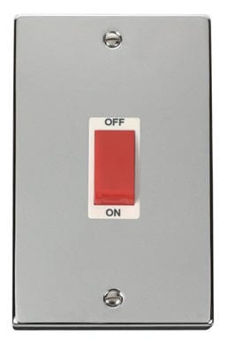 Polished Chrome 2 Gang Size 45A Switch - White Trim - SE Home