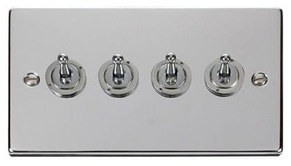 Polished Chrome 4 Gang 2 Way 10AX Toggle Light Switch - SE Home