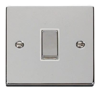 Polished Chrome 10A 1 Gang Intermediate Ingot Light Switch - White Trim - SE Home