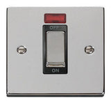 Polished Chrome 1 Gang Ingot Size 45A Switch With Neon - Black Trim - SE Home