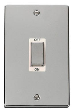Polished Chrome 2 Gang Ingot Size 45A Switch - White Trim - SE Home