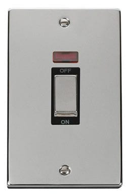 Polished Chrome 2 Gang Ingot Size 45A Switch With Neon - Black Trim - SE Home