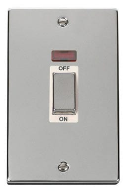 Polished Chrome 2 Gang Ingot Size 45A Switch With Neon - White Trim - SE Home