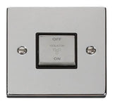 Polished Chrome 10A 1 Gang Ingot 3 Pole Fan Isolation Switch - Black Trim - SE Home