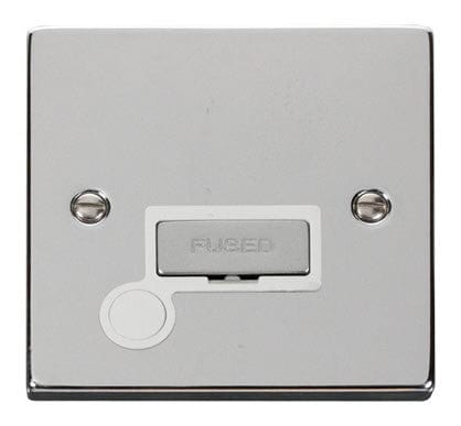 Polished Chrome 13A Fused Ingot Connection Unit With Flex - White Trim - SE Home