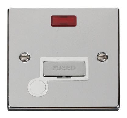 Polished Chrome 13A Fused Ingot Connection Unit With Neon With Flex - White Trim - SE Home