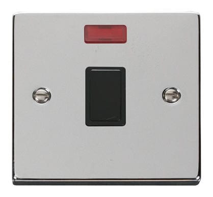 Polished Chrome 1 Gang 20A DP Switch With Neon - Black Trim - SE Home