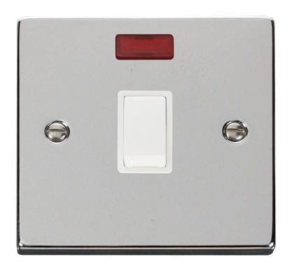 Polished Chrome 1 Gang 20A DP Switch With Neon - White Trim - SE Home