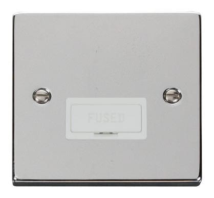 Polished Chrome 13A Fused Connection Unit - White Trim - SE Home