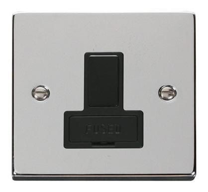 Polished Chrome 13A Fused Connection Unit Switched - Black Trim - SE Home