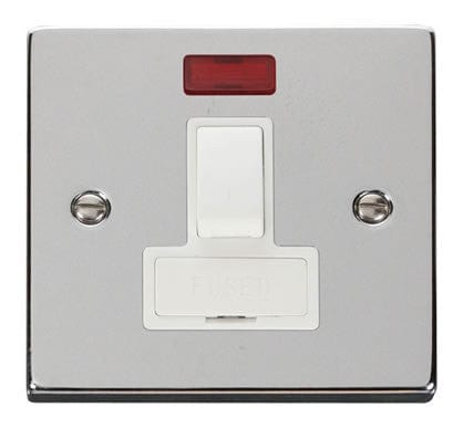 Polished Chrome 13A Fused Connection Unit Switched With Neon - White Trim - SE Home