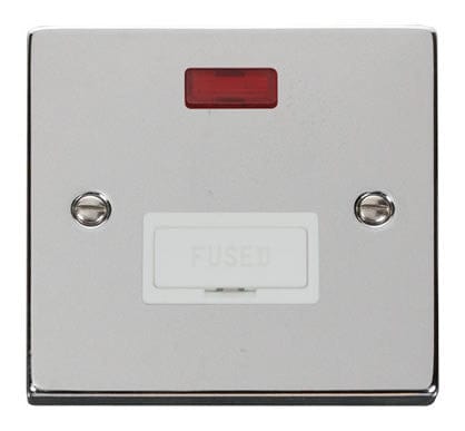 Polished Chrome 13A Fused Connection Unit With Neon - White Trim - SE Home