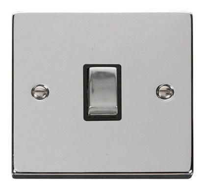 Polished Chrome 1 Gang 20A Ingot DP Switch - Black Trim - SE Home