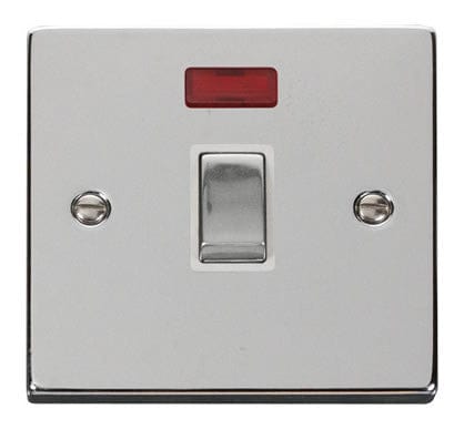 Polished Chrome 1 Gang 20A Ingot DP Switch With Neon - White Trim - SE Home