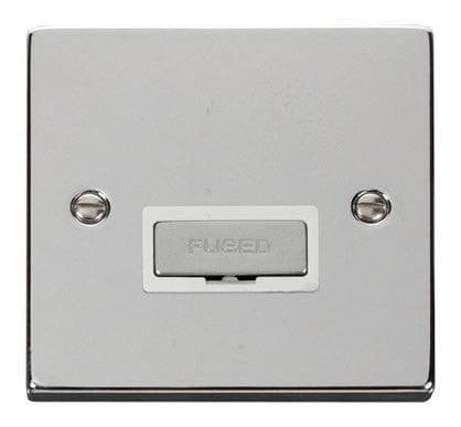 Polished Chrome 13A Fused Ingot Connection Unit - White Trim - SE Home