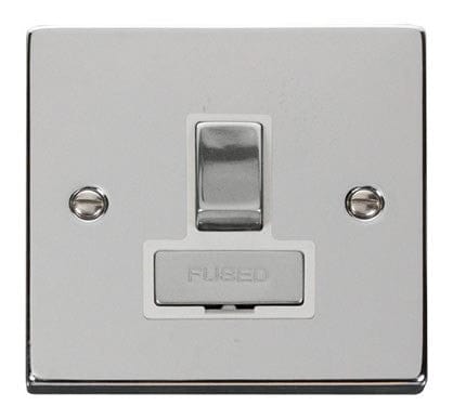 Polished Chrome 13A Fused Ingot Connection Unit Switched - White Trim - SE Home