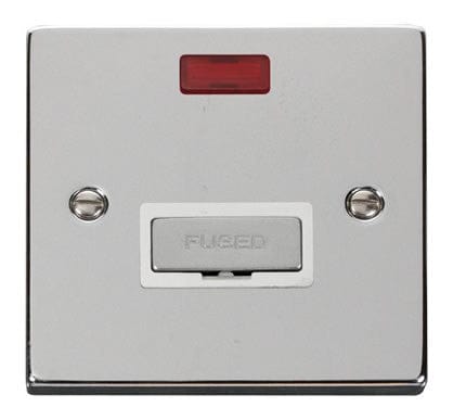 Polished Chrome 13A Fused Ingot Connection Unit With Neon - White Trim - SE Home