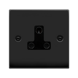 Matt Black 1 Gang 5A Round Pin Socket - Black Trim - SE Home