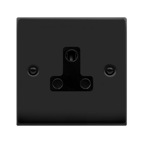 Matt Black - Black Inserts Matt Black 1 Gang 5A Round Pin Socket - Black Trim