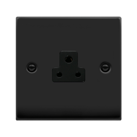 Matt Black 1 Gang 2A Round Pin Socket - Black Trim - SE Home