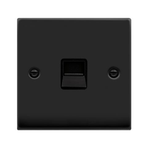 Matt Black - Black Inserts Matt Black Master Telephone Single Socket - Black Trim