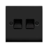 Matt Black - Black Inserts Matt Black Secondary Telephone Twin Socket - Black Trim